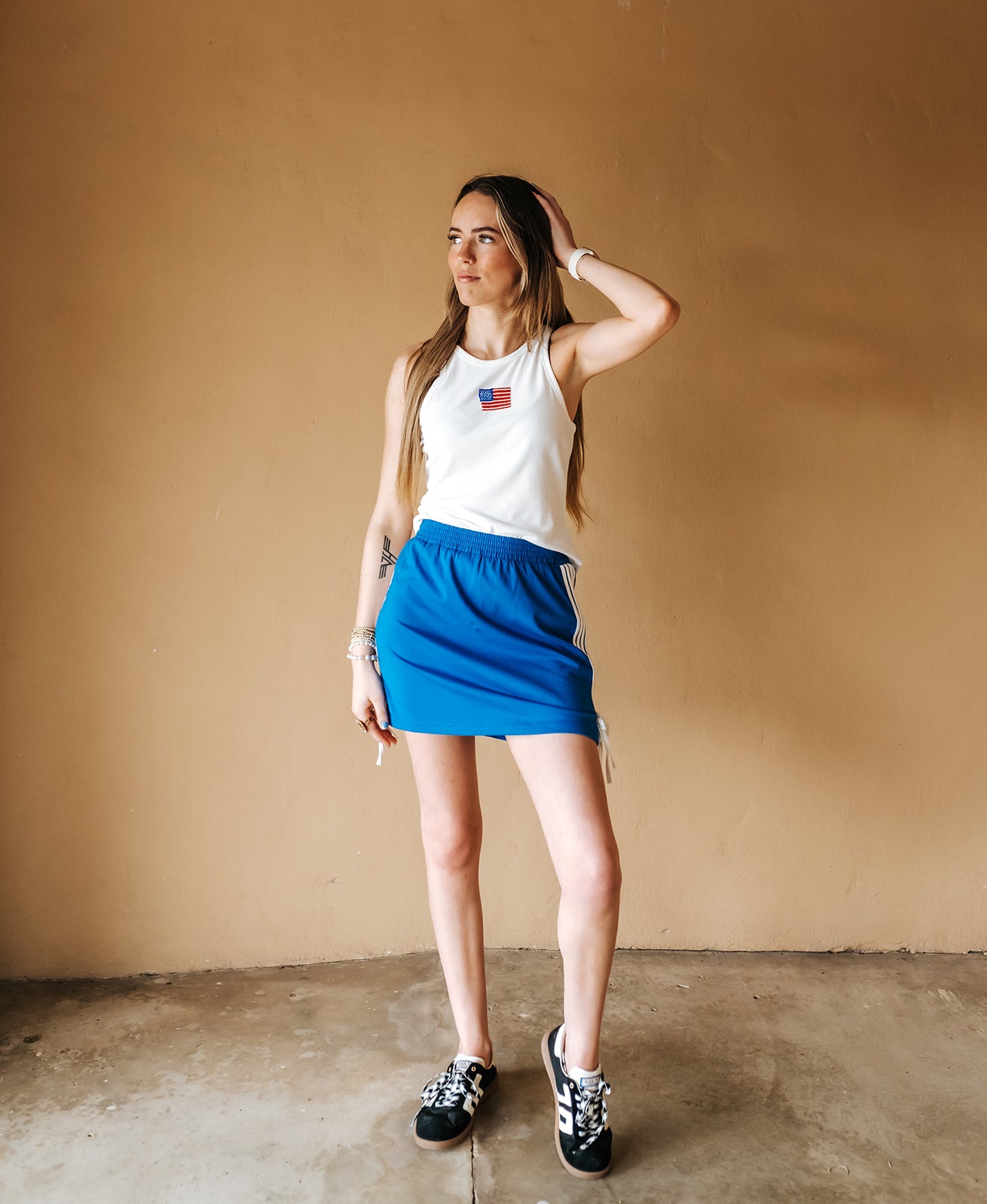 White USA Beads Tank Top MT21120