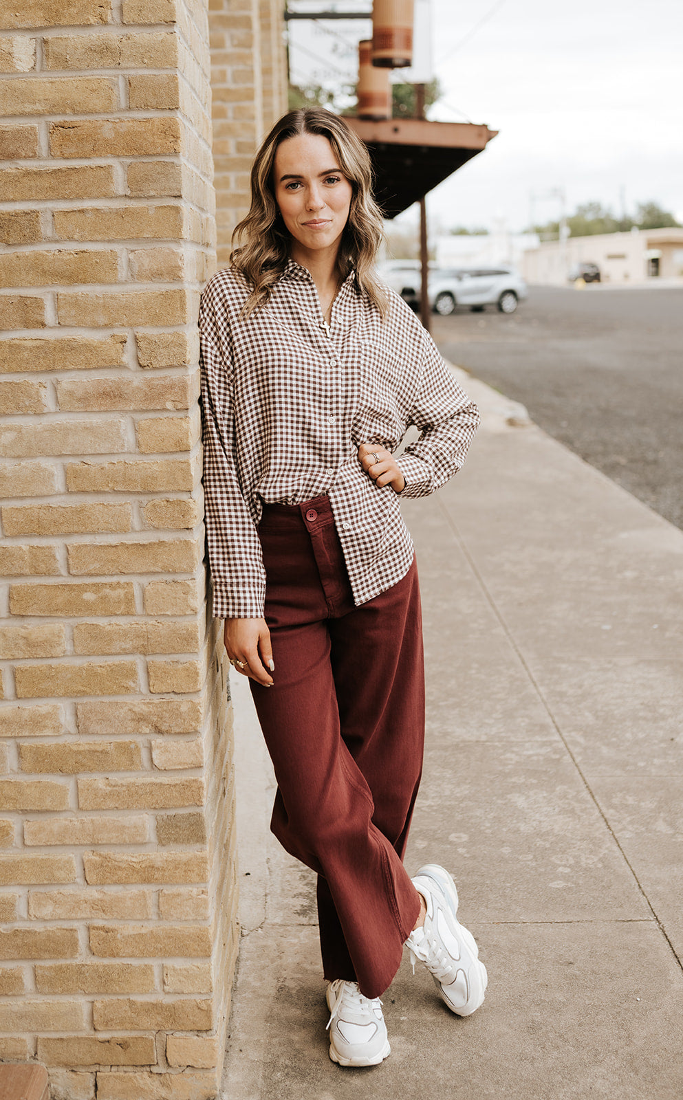 River Plaid Button Up Chocolate Cherry ZT253834