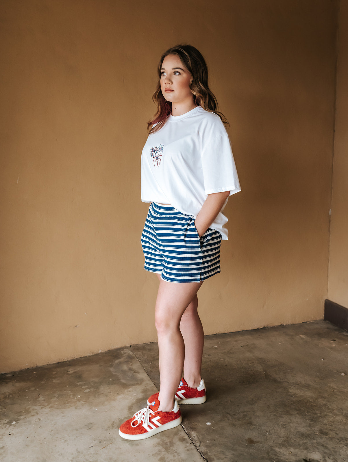 Navy Striped Loungewear Shorts