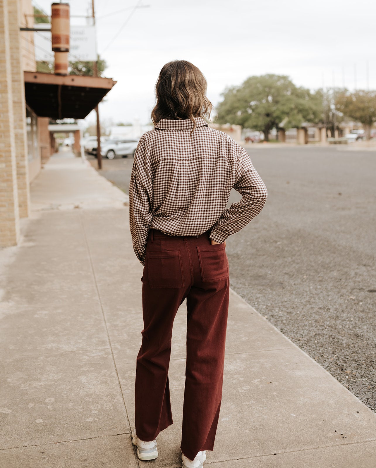 River Plaid Button Up Chocolate Cherry ZT253834