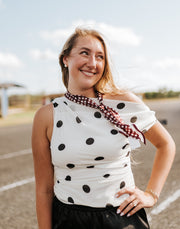 White/Black Polka Dot Top IT4652