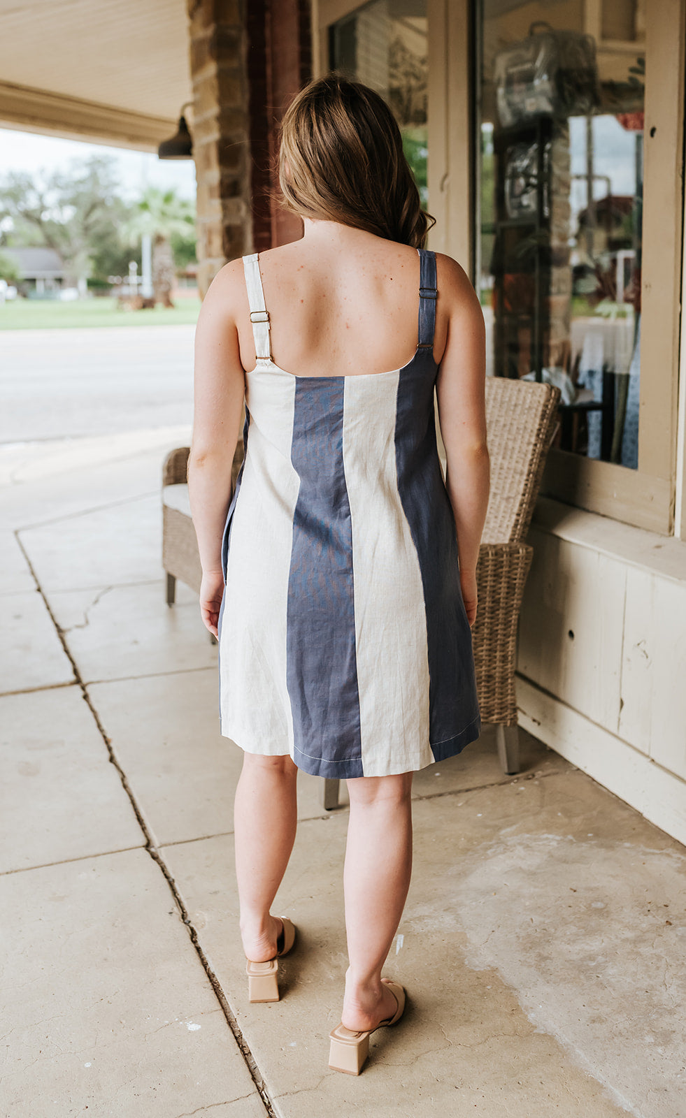 Slate/Navy/Oatmeal Color Block Mini Dress D3367