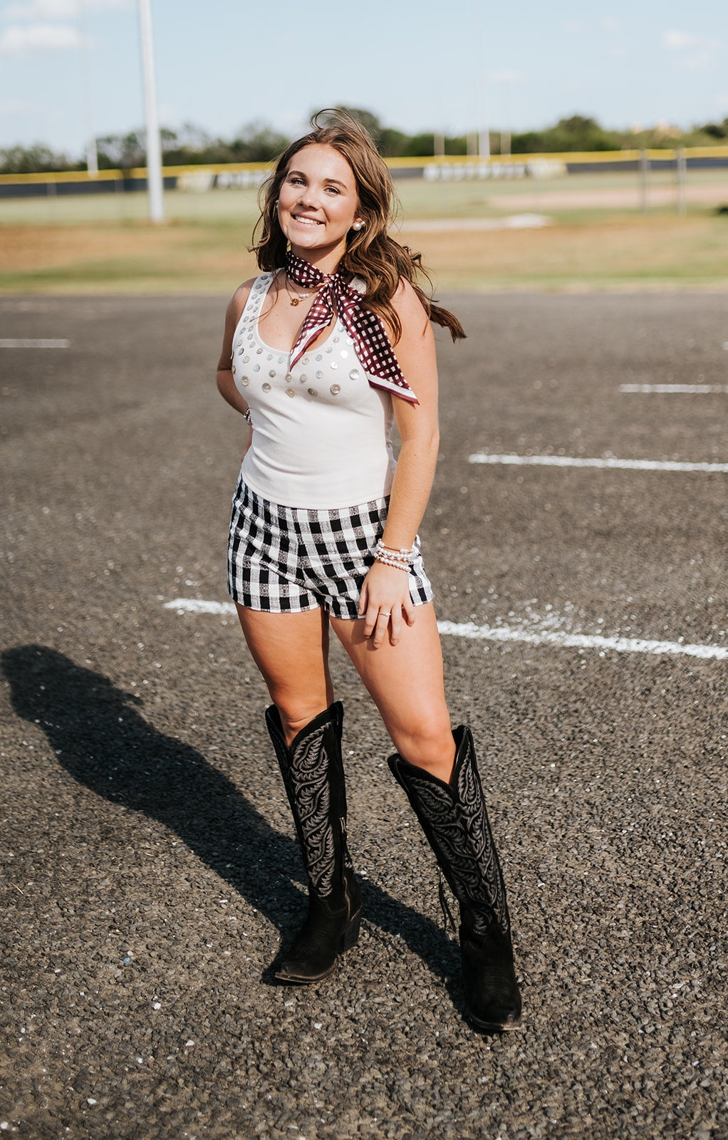 Tailored Silhouette High Waist Gingham Short - CP10339