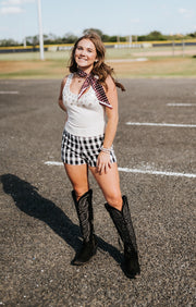 Tailored Silhouette High Waist Gingham Short - CP10339