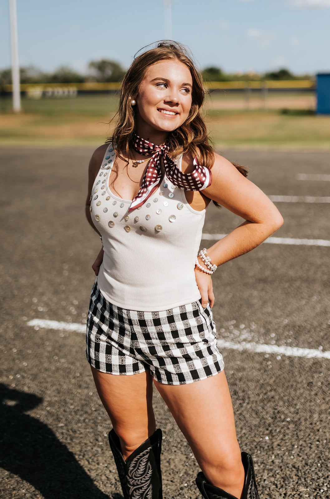 Cream Rib Tank with Shell Detail - BMKT120CQ