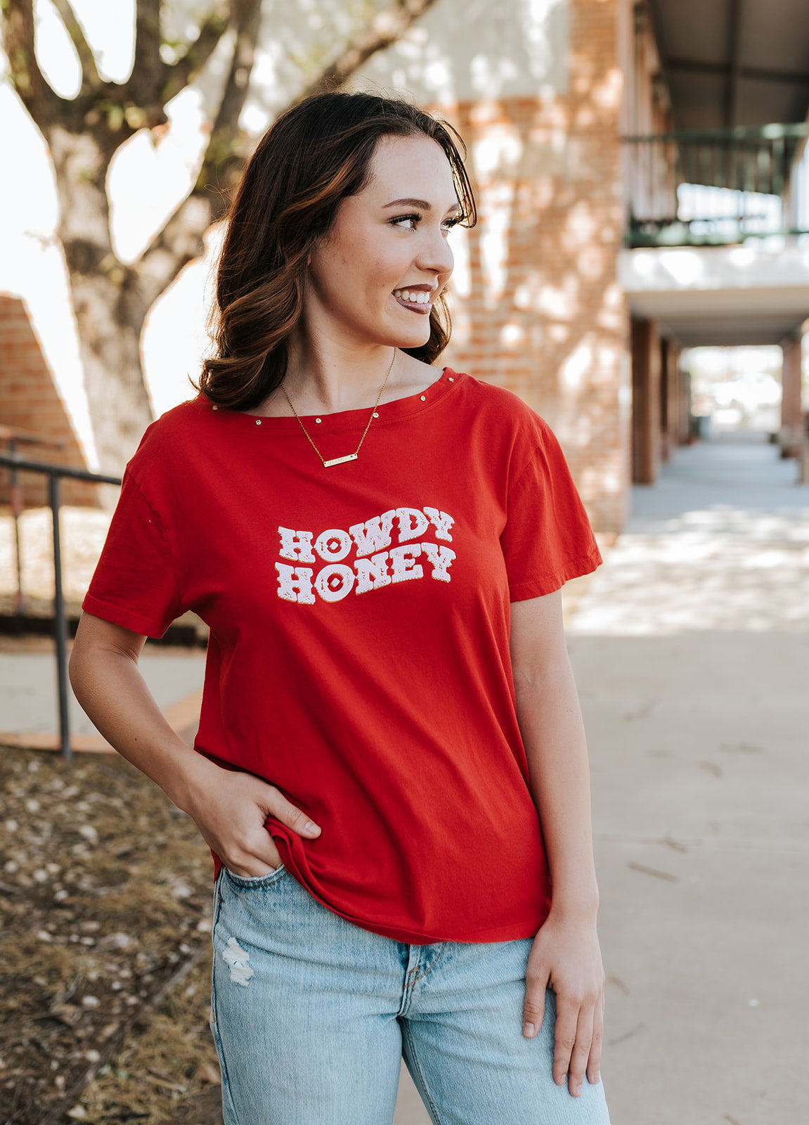Red Howdy Honey Boy Tee