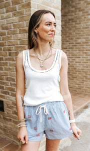 White Sloane Scoop Neck Tank