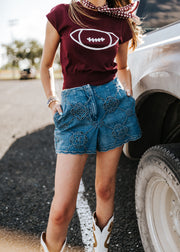 Embroidered Denim Shorts - P6084ST