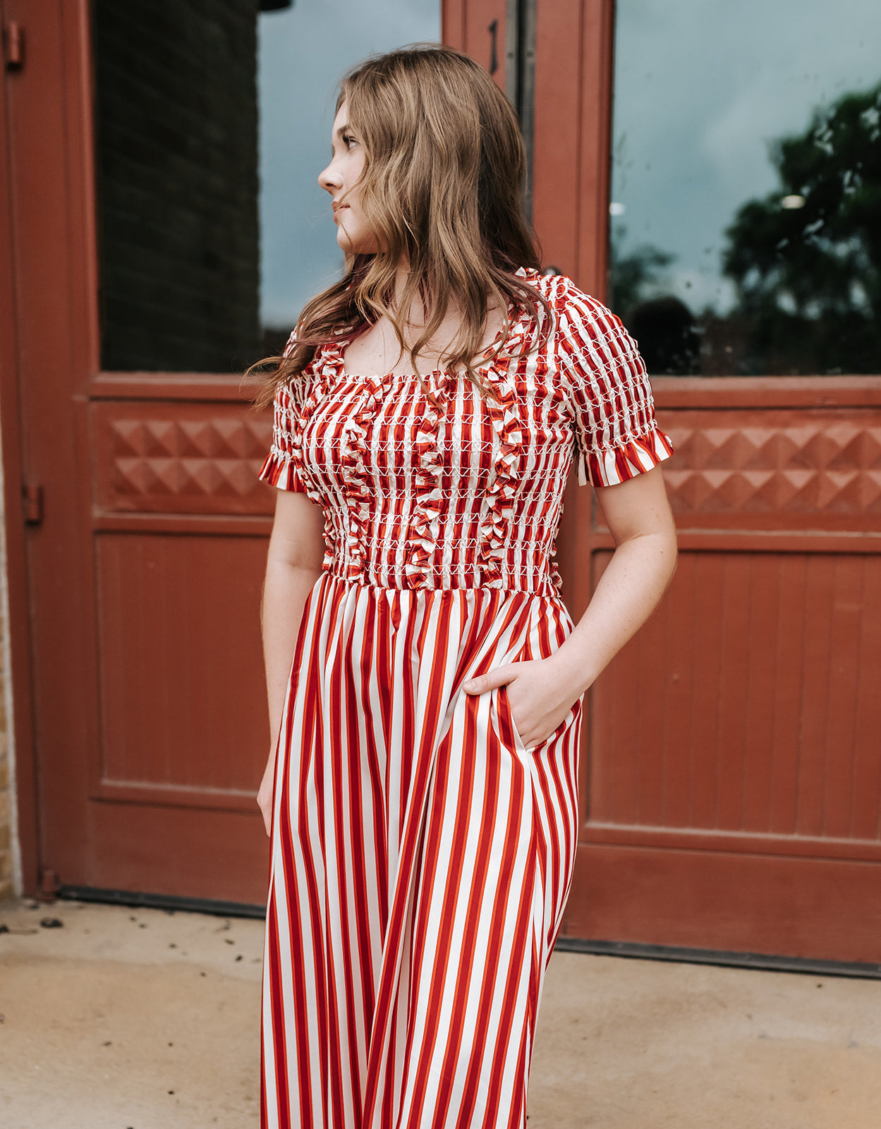 Red Striped Fia Dress S2498D
