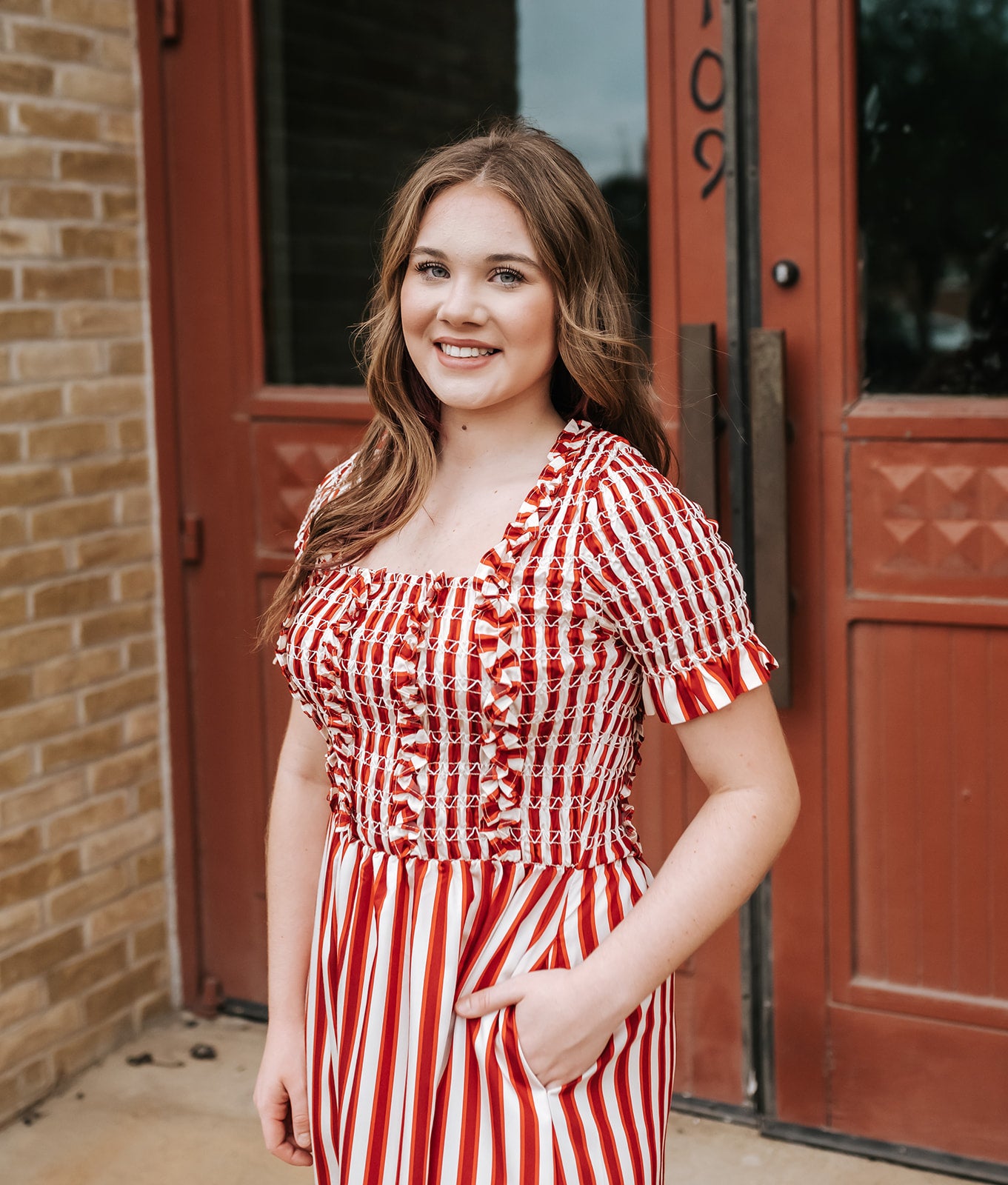 Red Striped Fia Dress S2498D