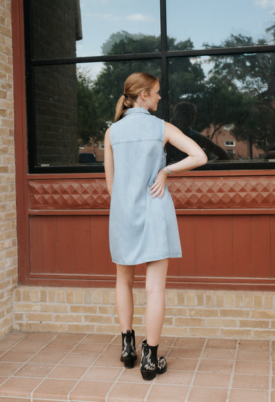 New Day Twill Mini Dress Light Vintage Indigo ZD252767