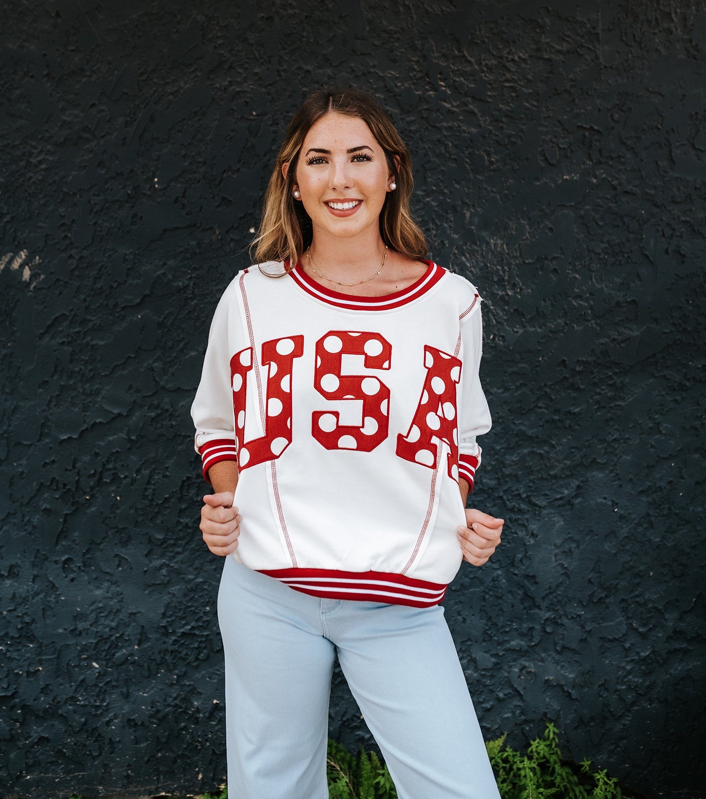 Red/Ivory USA Sweatshirt SW10560LL