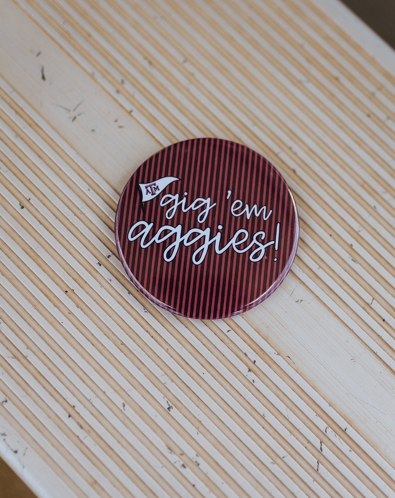 Gig 'Em Aggies Pinstripe Button 2039