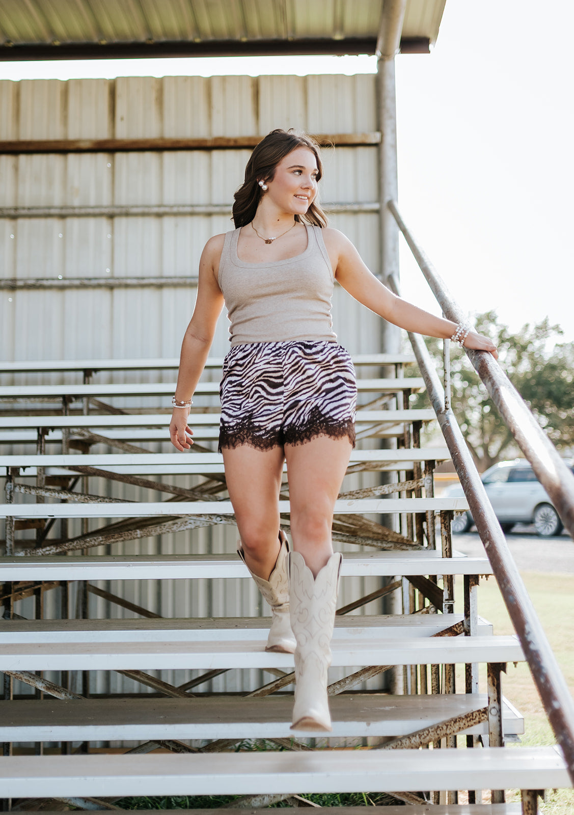 Pink Zebra Lace Satin Shorts - BP522C
