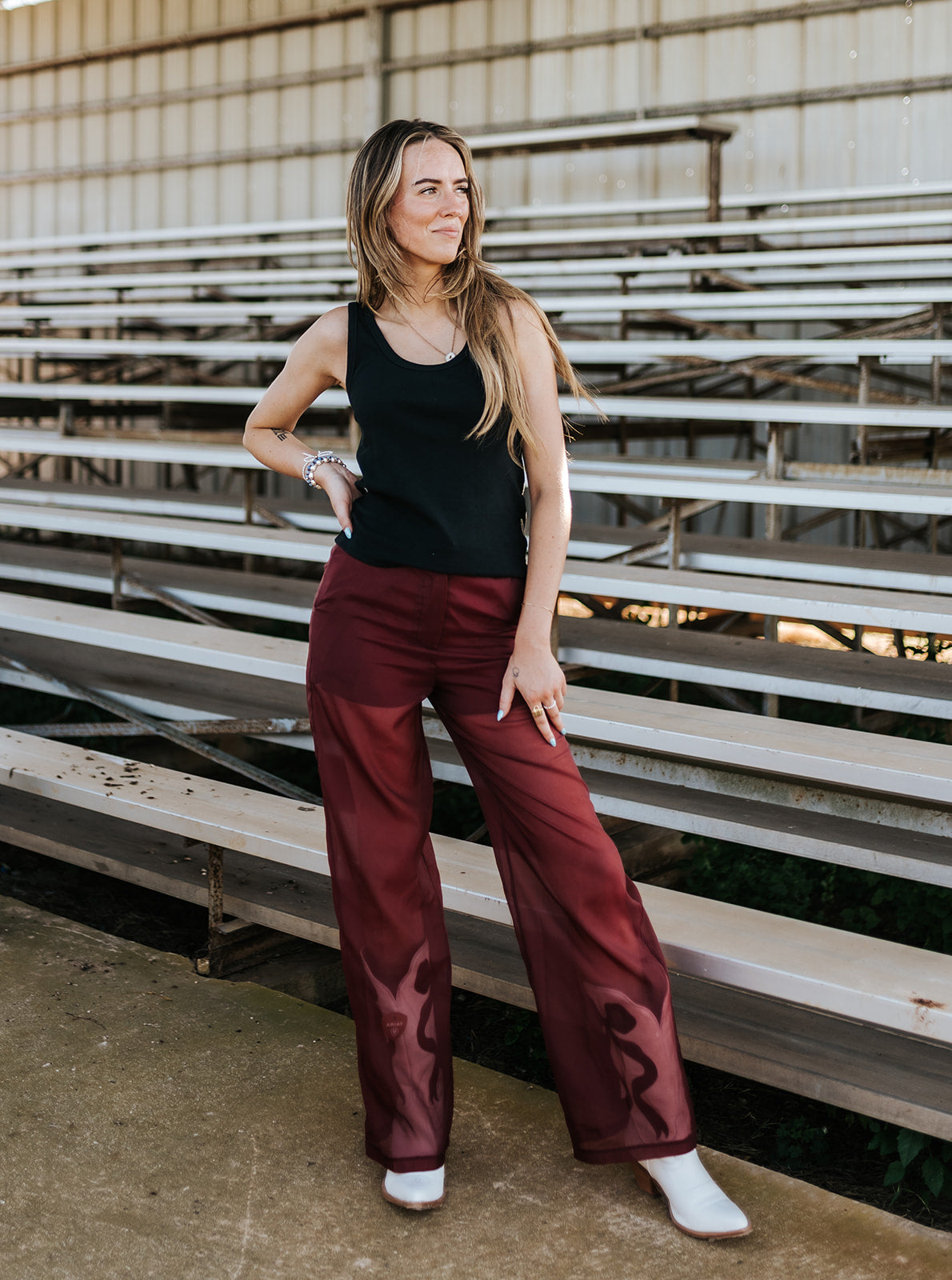 Maroon Sheer Pants with Lined Shorts MB5109