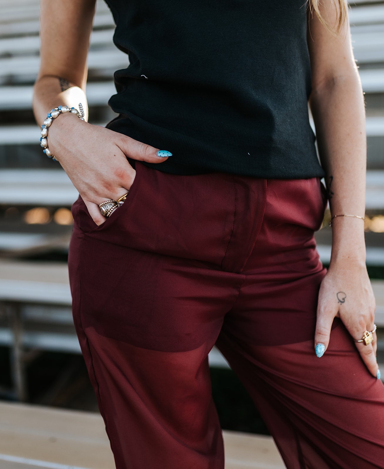 Maroon Sheer Pants with Lined Shorts MB5109