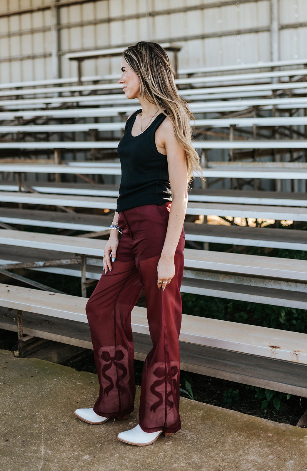 Maroon Sheer Pants with Lined Shorts MB5109