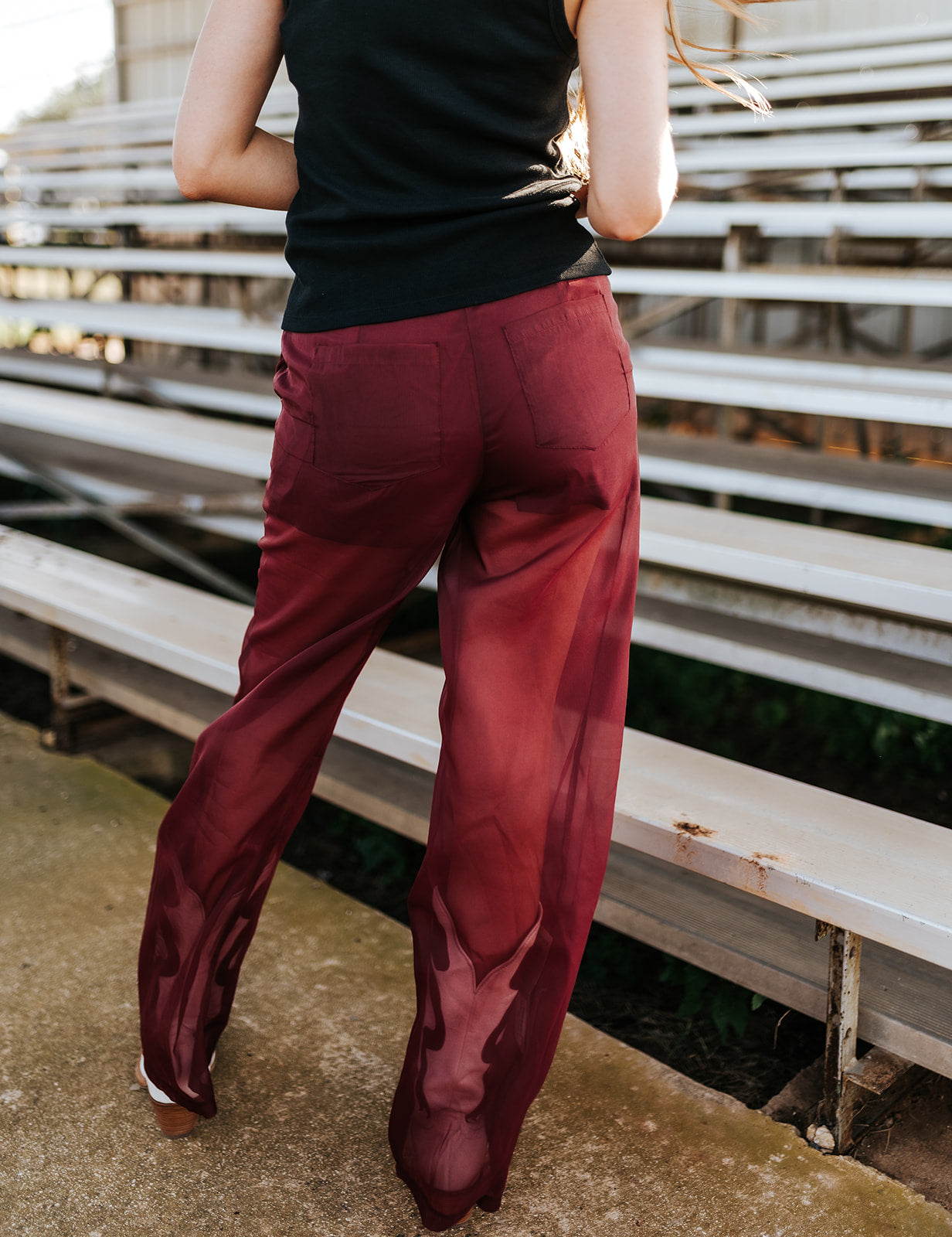 Maroon Sheer Pants with Lined Shorts MB5109