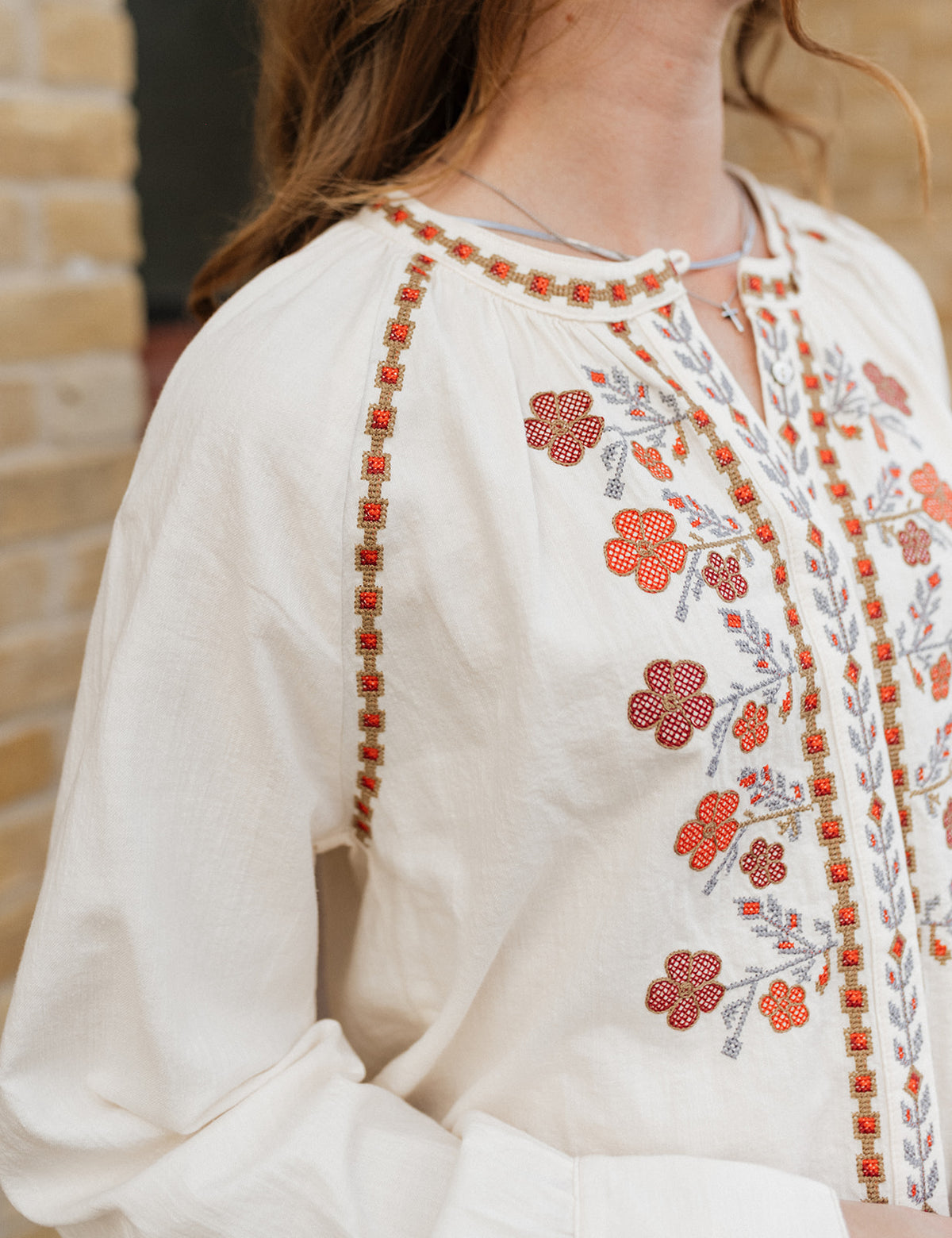 Oriana Long Sleeve Blouse Cream