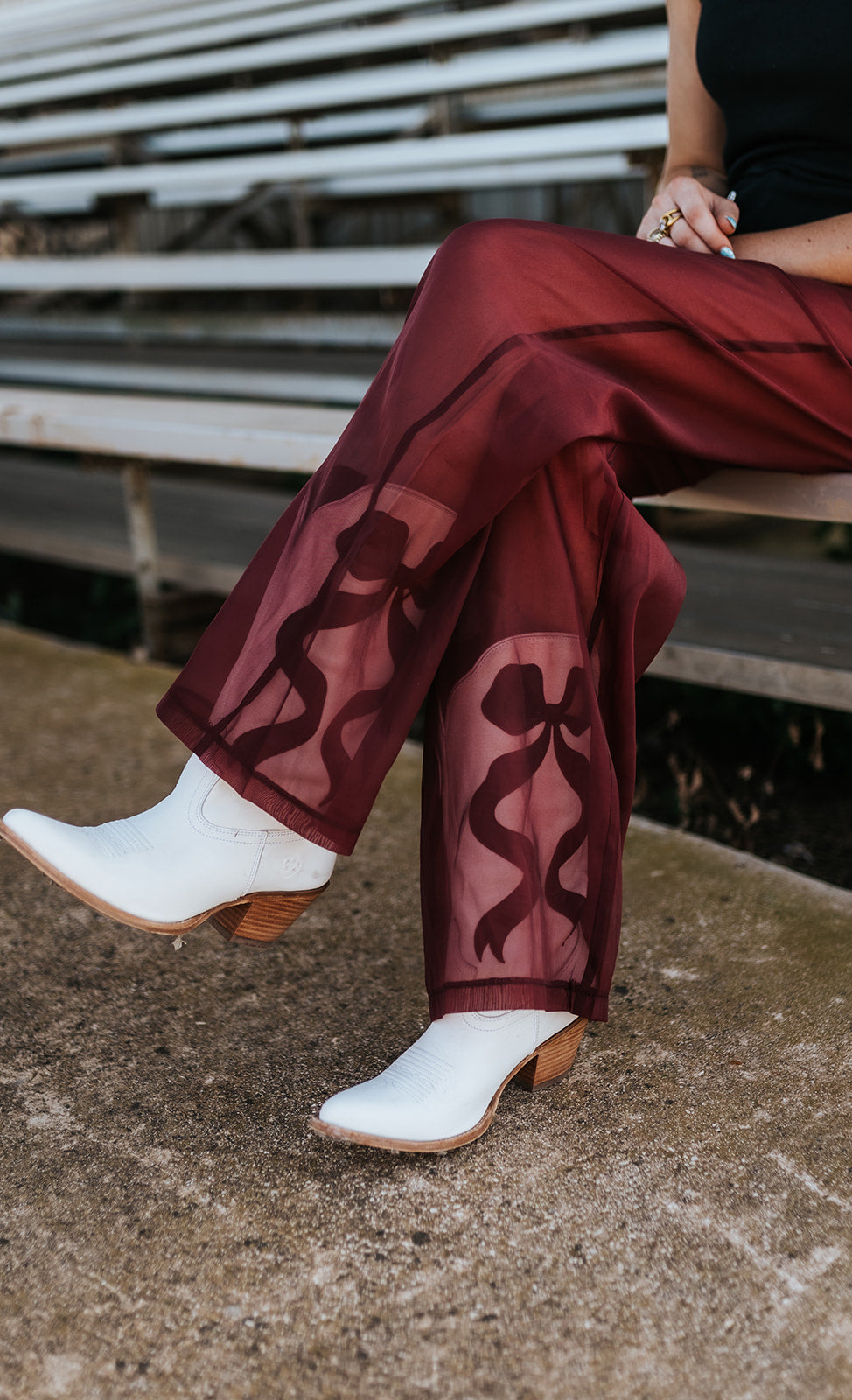 Maroon Sheer Pants with Lined Shorts MB5109