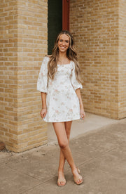 White Princess Line Puff Sleeve Dress S25662