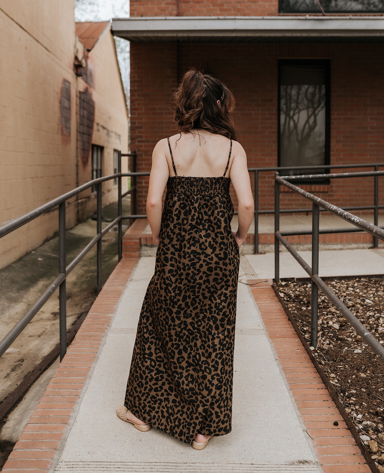 Brown Leopard Print Maxi Dress TBD13648
