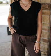 Black V-Neck Vest FTB11701