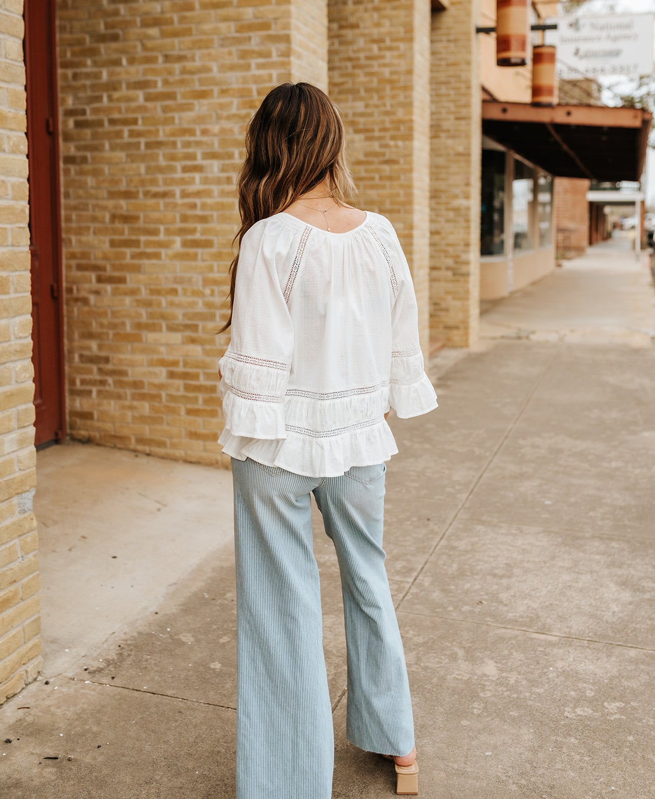 Railroad Stripes Fiona Wide Leg Jean