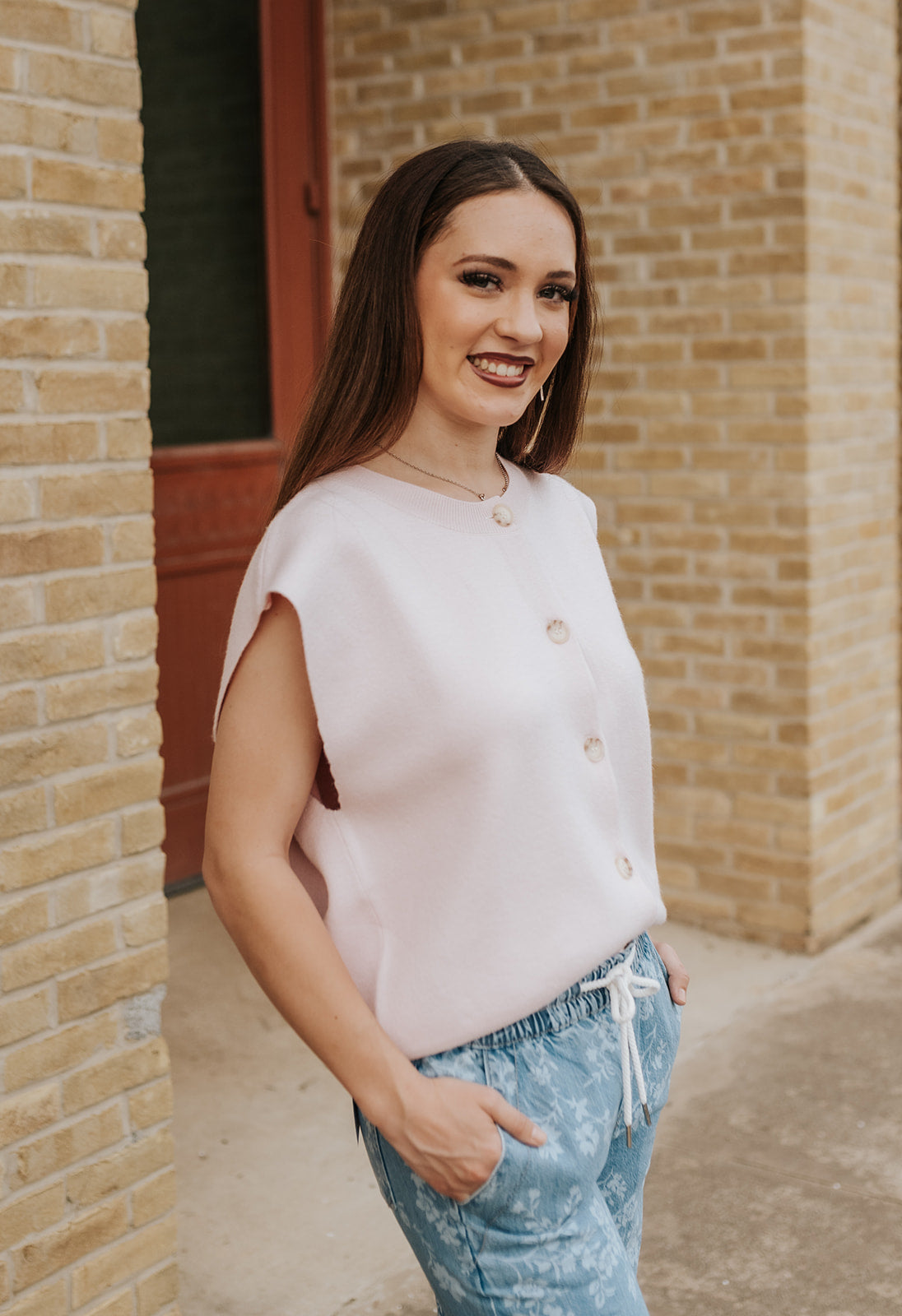 Light Pink Cap Sleeve Sweater SW11622