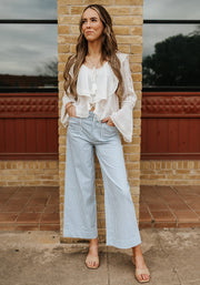 Blue Stripe Stretch Fabric Pants P6122ST