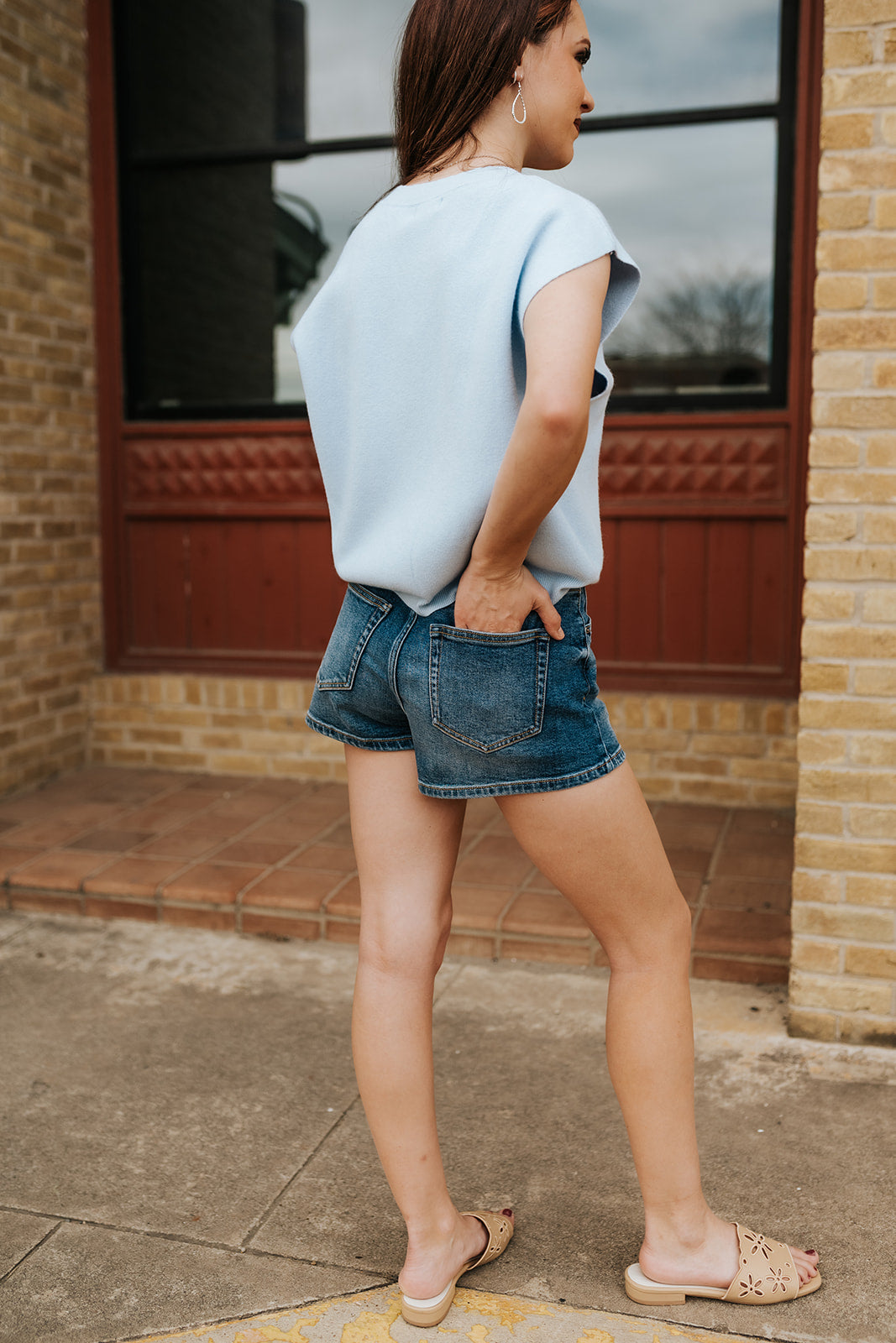 Light Blue Cap Sleeve Sweater SW11622