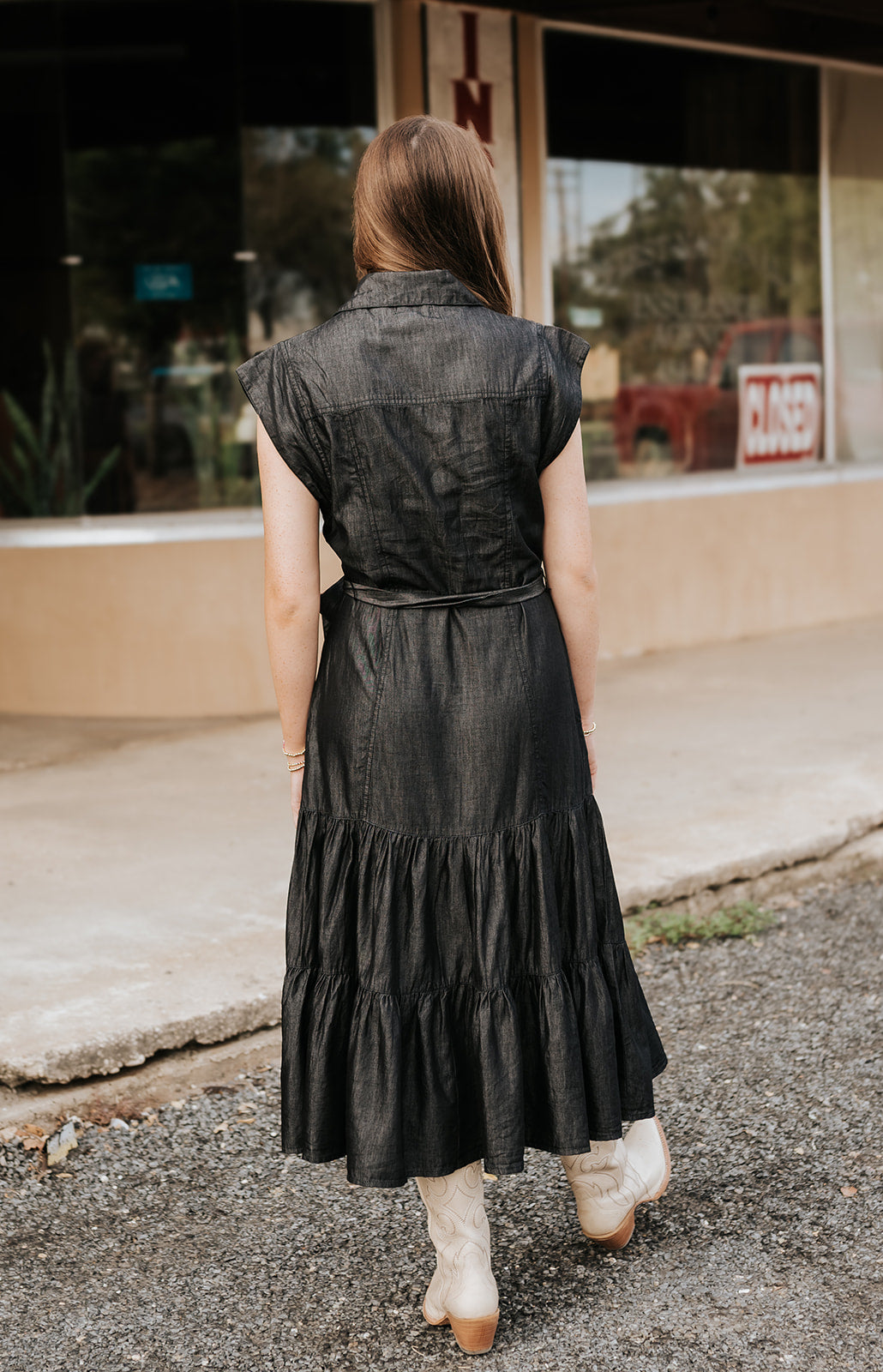 Grey Dark Wash Midi Dress DT50033