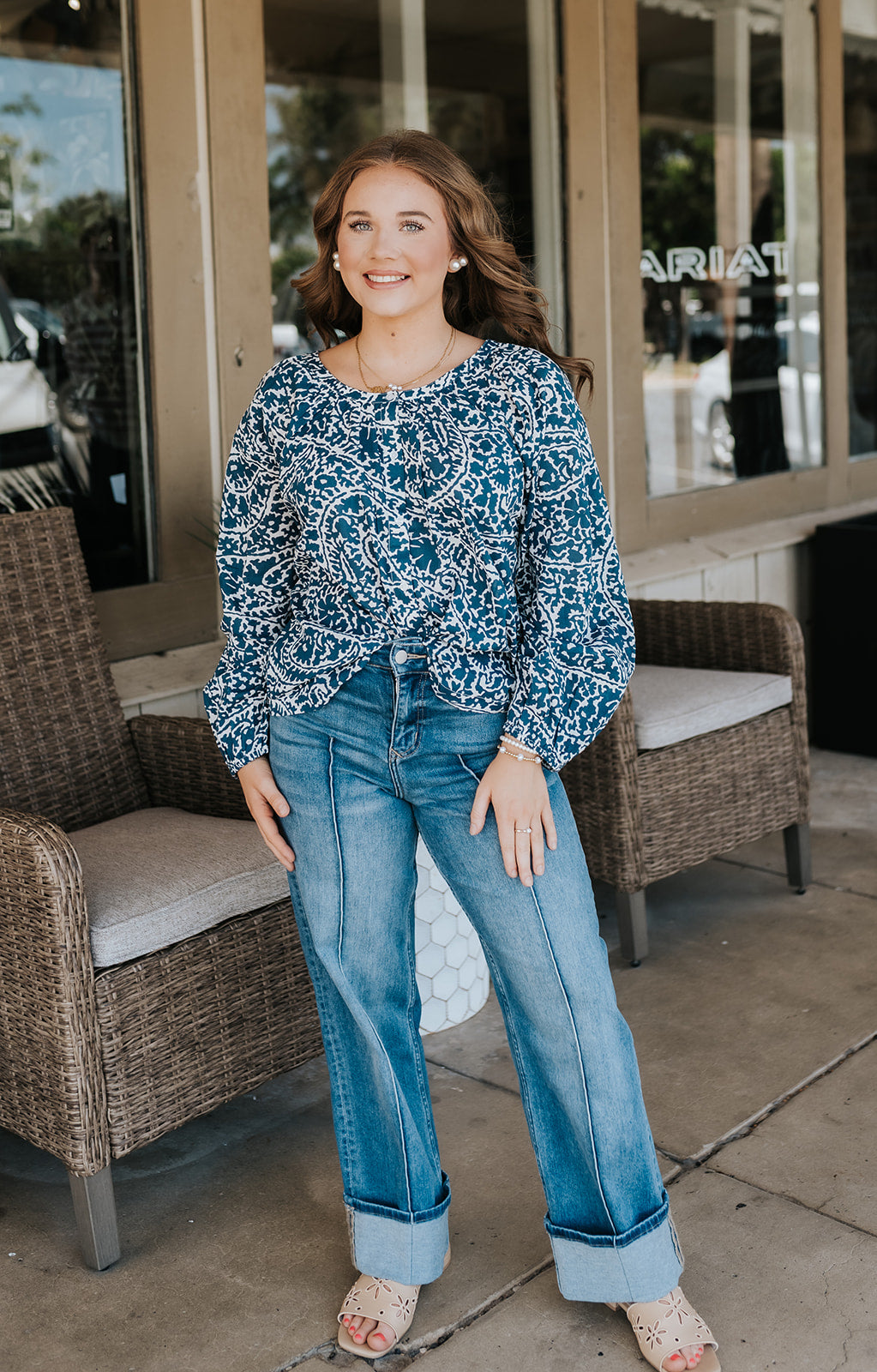 Navy Nomadia Button Up Top VOP11745