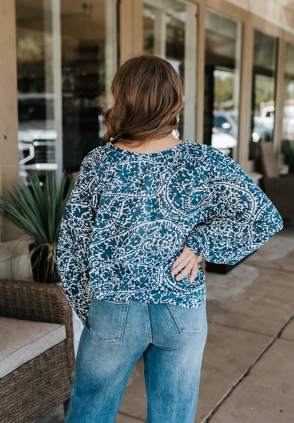 Navy Nomadia Button Up Top VOP11745