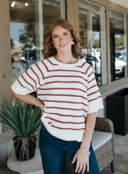 BY Mikala Short Sleeve Marsala Stripe Jumper 20818689