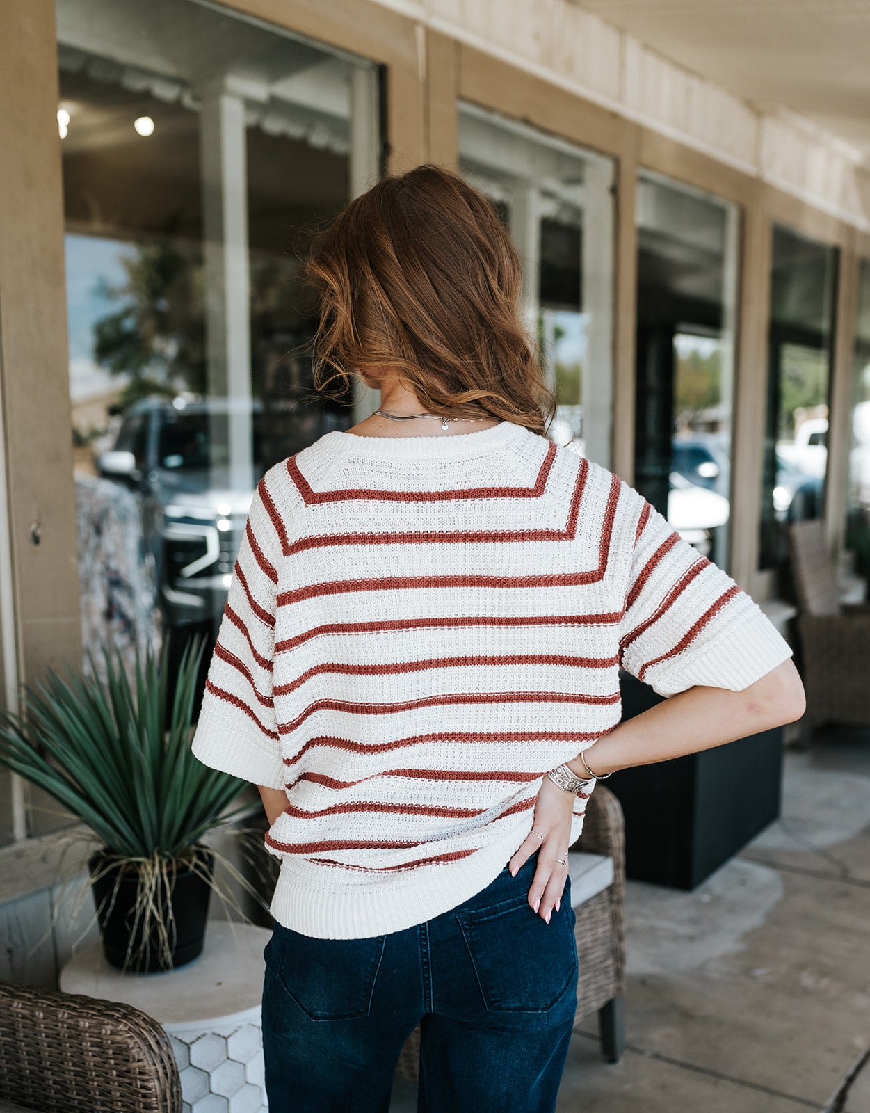 BY Mikala Short Sleeve Marsala Stripe Jumper 20818689