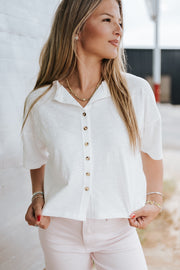 White Button Down Top ET7639