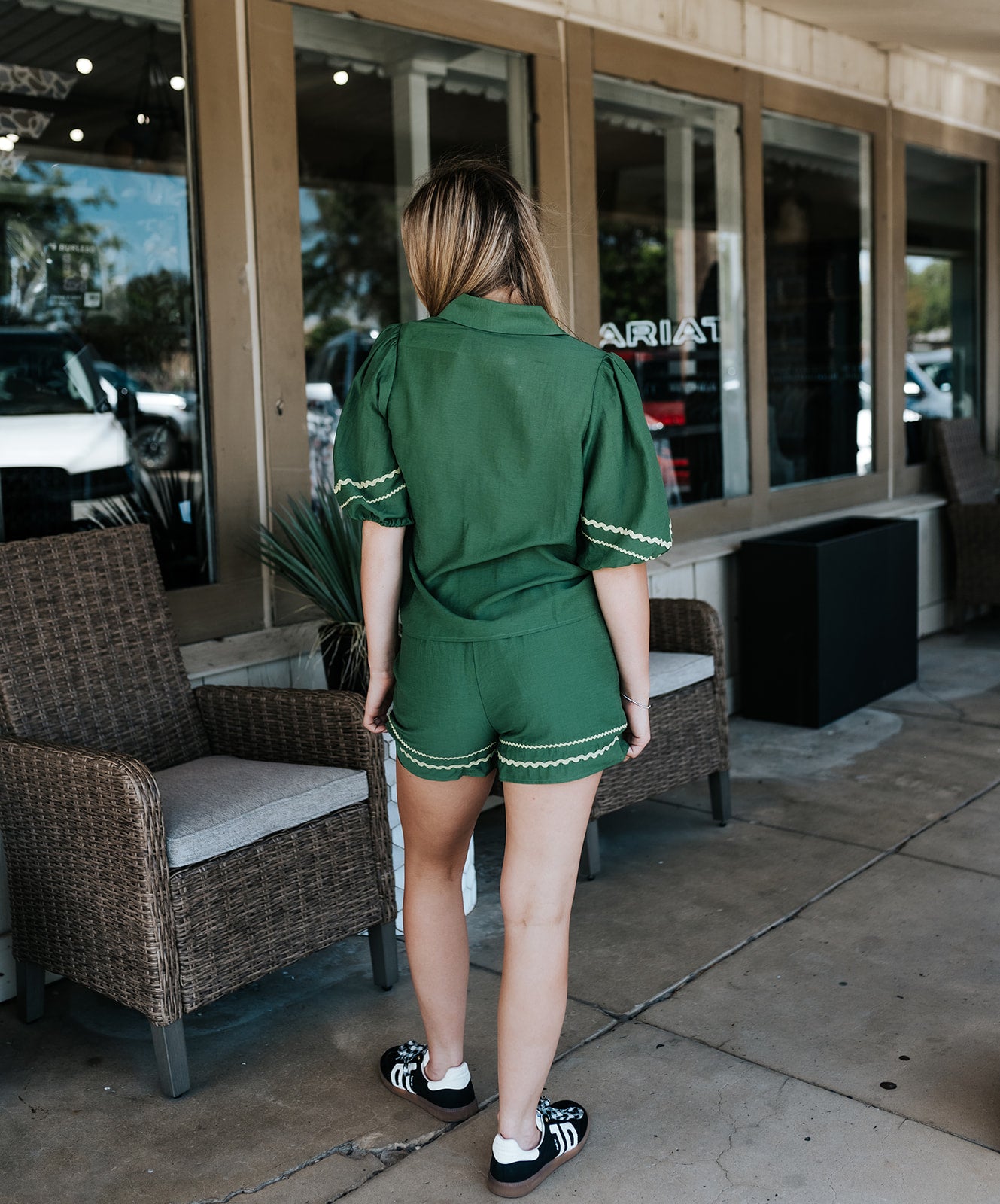 Green Puff Sleeve Blouse VB9032