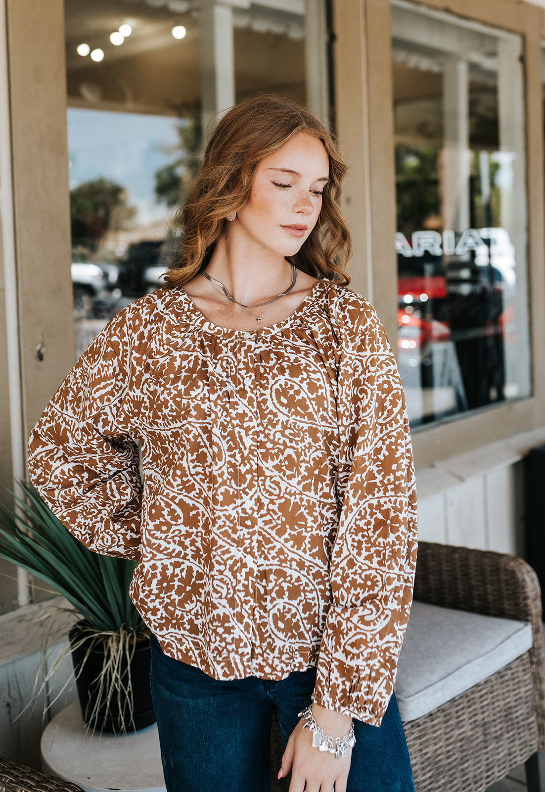 Tan Nomadia Button Up Top VOP11745