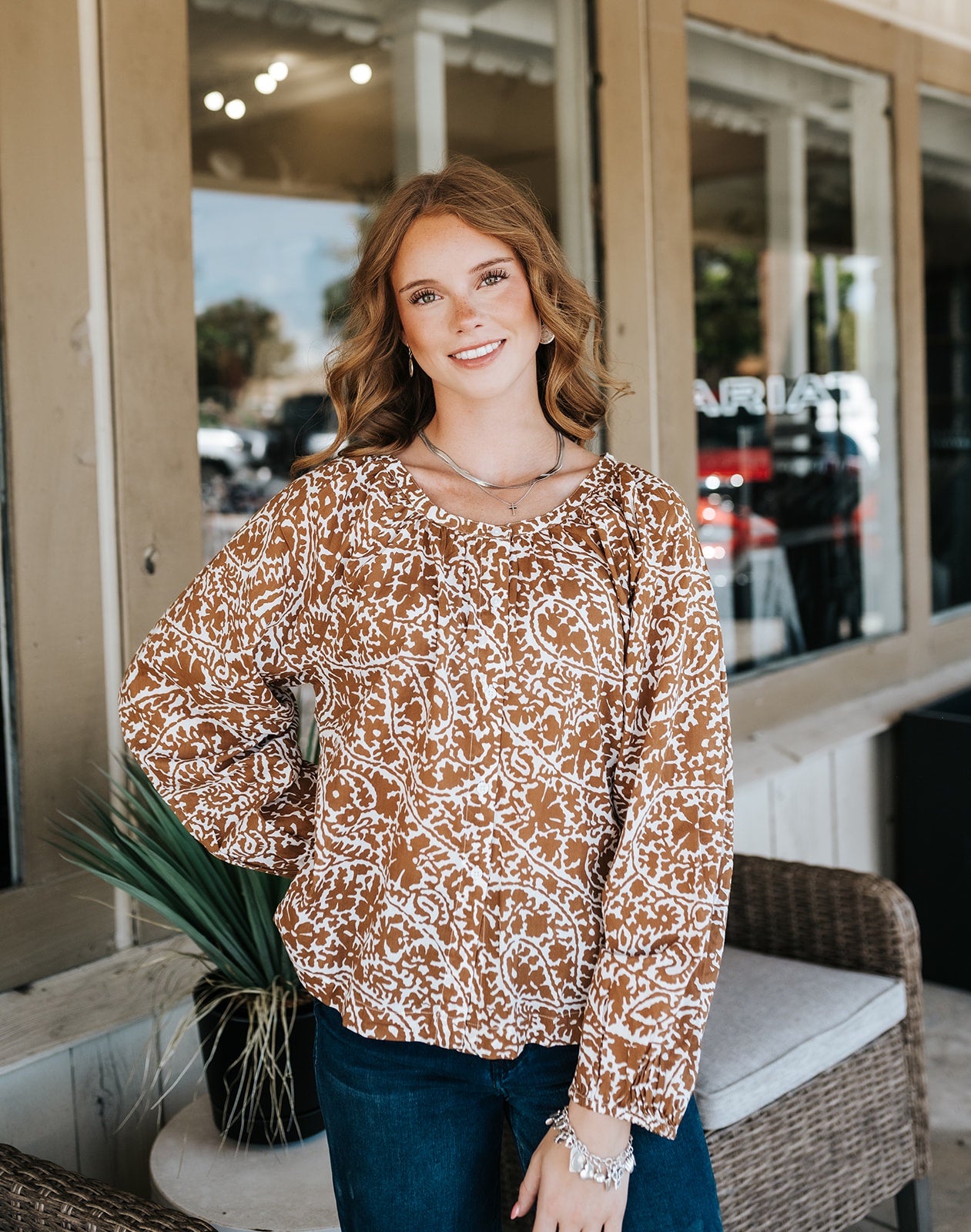 Tan Nomadia Button Up Top VOP11745