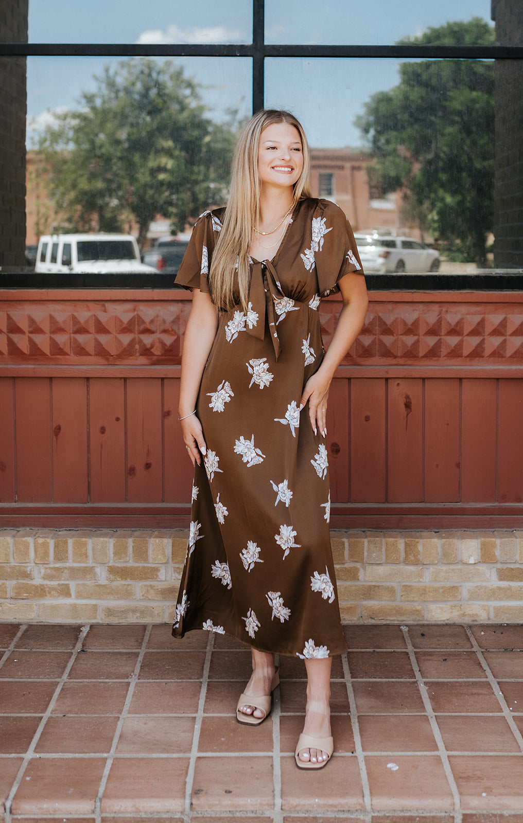 Dusk Silky Satin Floral Midi Dress - A4137D
