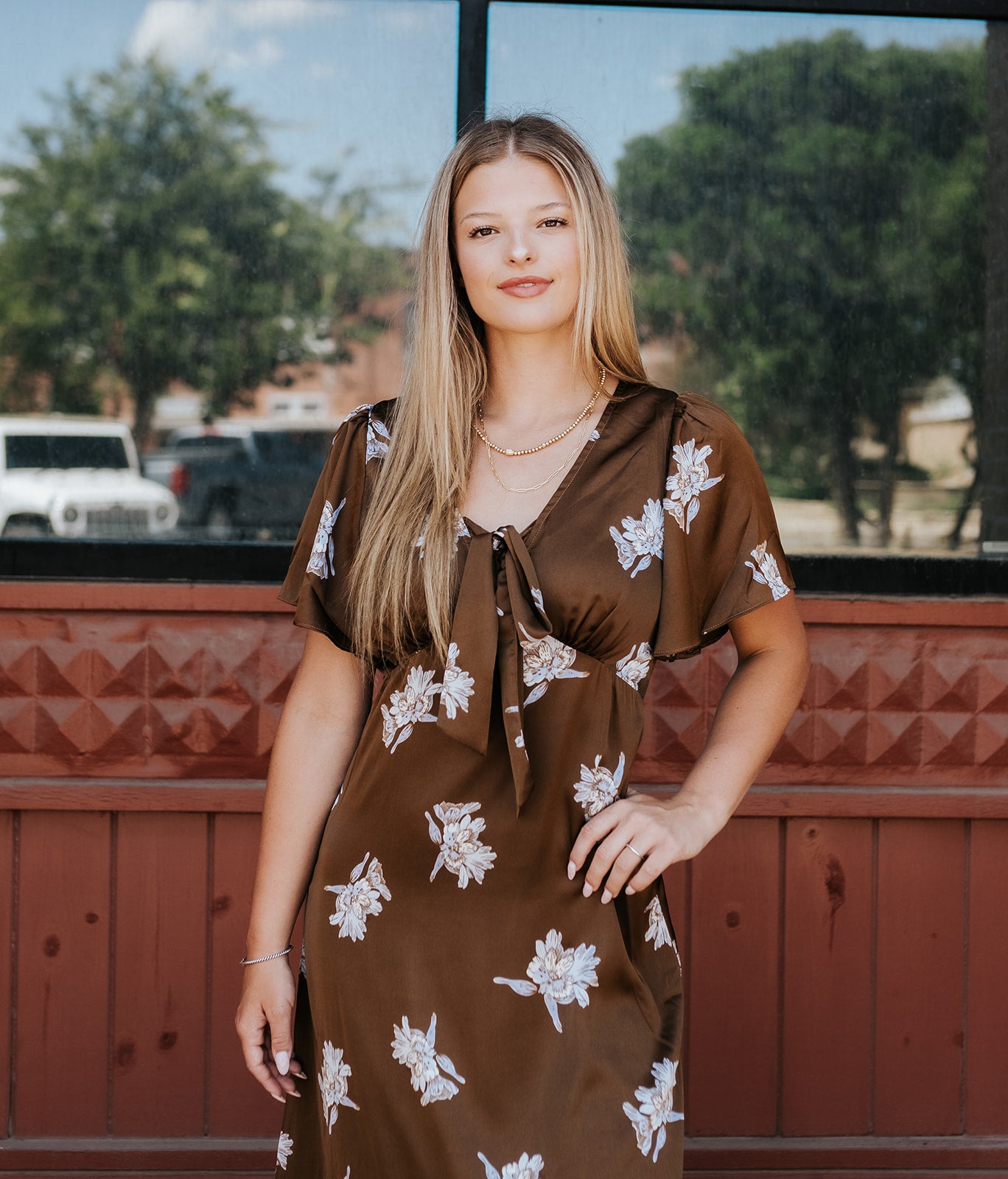 Dusk Silky Satin Floral Midi Dress - A4137D