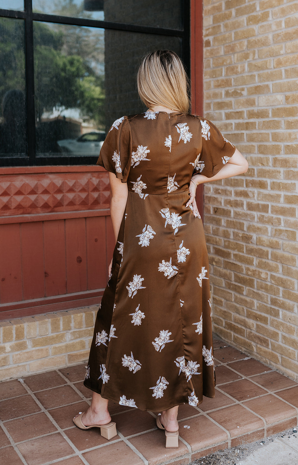 Dusk Silky Satin Floral Midi Dress - A4137D