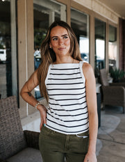 Cream/Black Moira High Neck Top