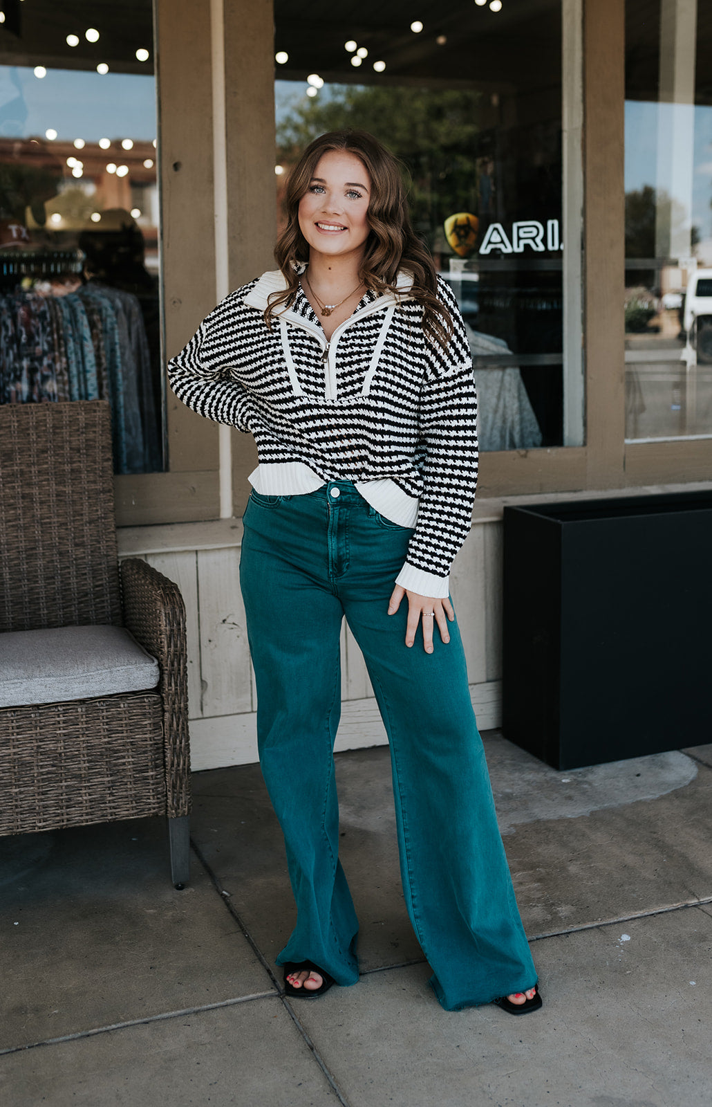 Black/Cream 1/4 Zip Sweater SW11688