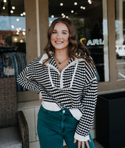 Black/Cream 1/4 Zip Sweater SW11688