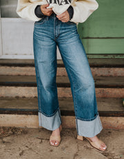 Wrangler Women's Retro Bailey High Rise Wide Leg Cuffed Jean Milena 112382266