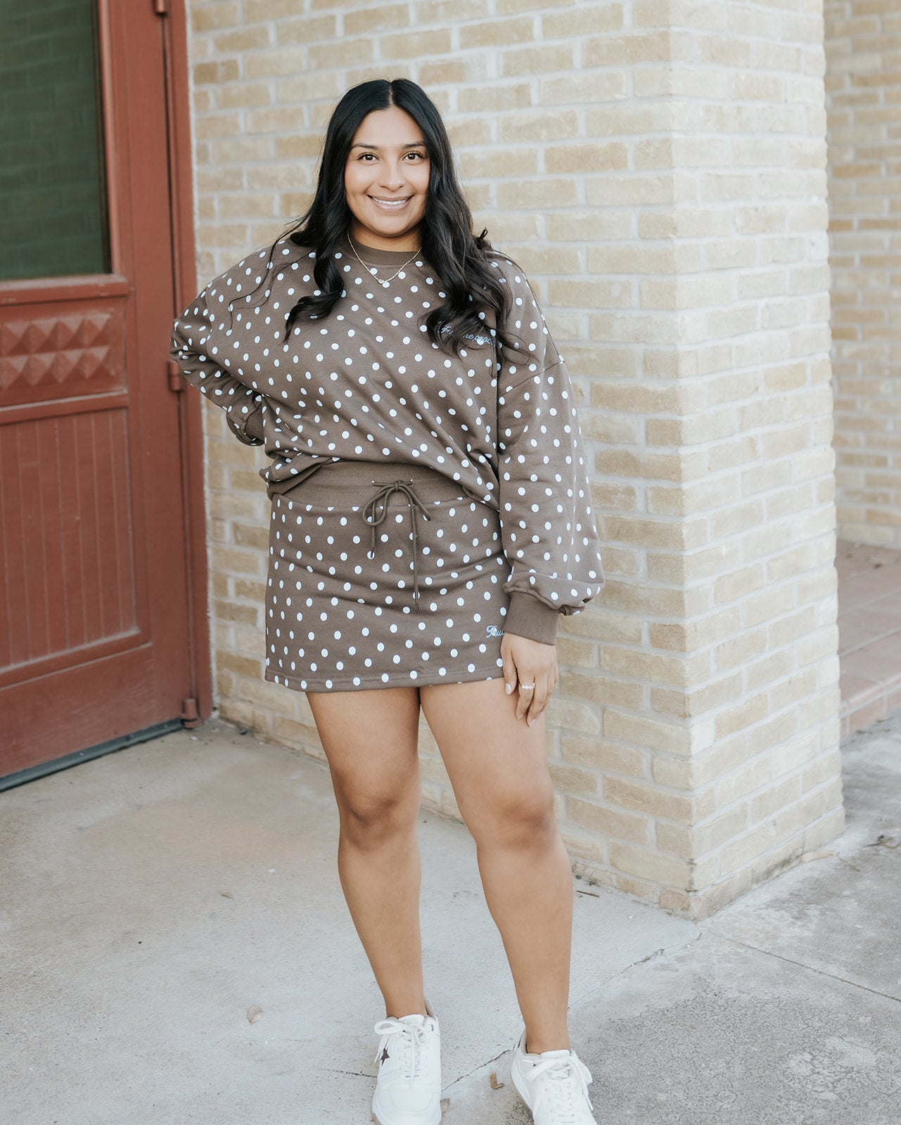 Brown/Light Blue "Trust the Process" Mini Skirt IS6283-1