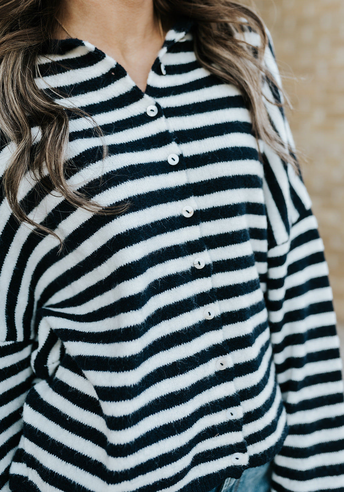 Navy Striped Lightweight Cardigan TBW1223
