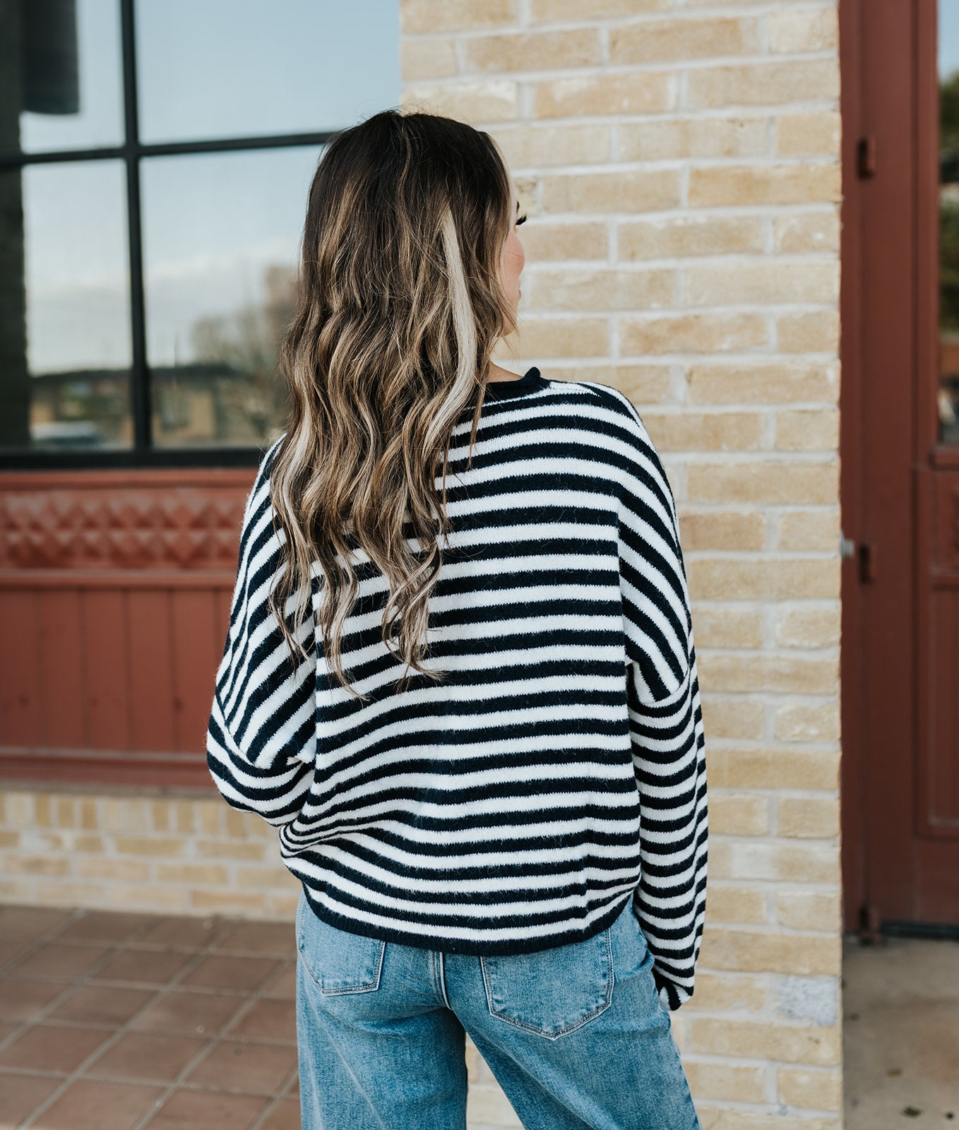 Navy Striped Lightweight Cardigan TBW1223
